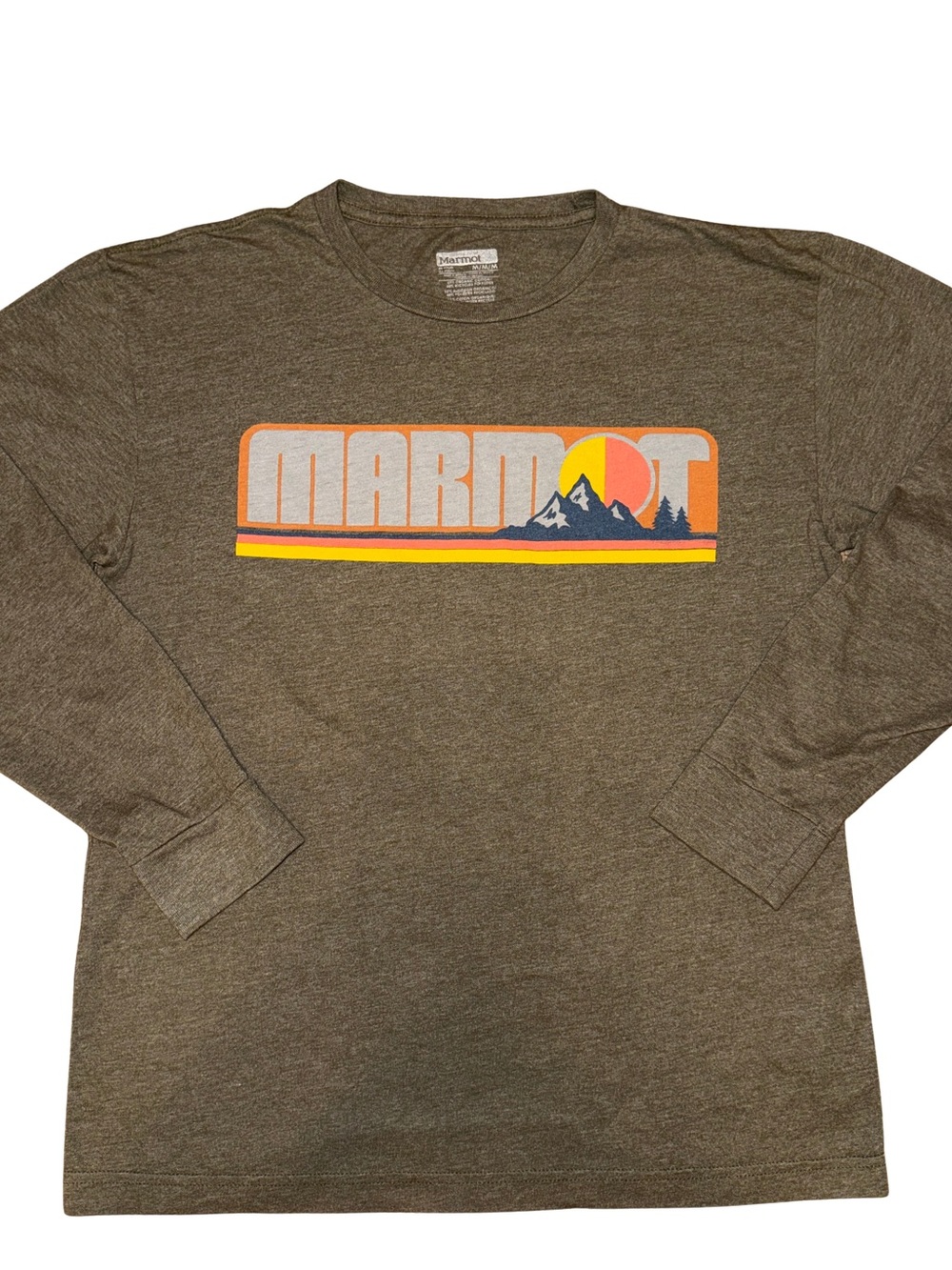 Marmot Long Sleeve Olive Green Graphic Outdoor Shirt Hiking